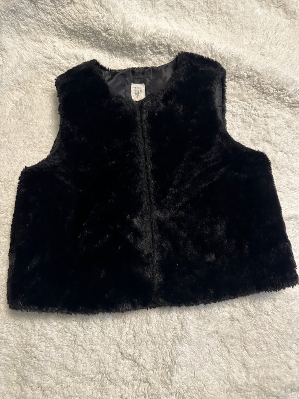 GAP Baby Black Faux Fur Lined Vest